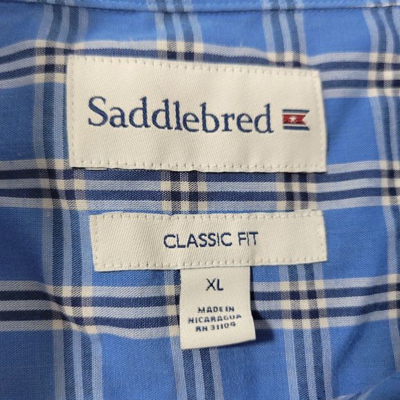 Saddlebred Men's Classic Fit SS Button Down Plaid Shirt XL - Picture 6 of 10